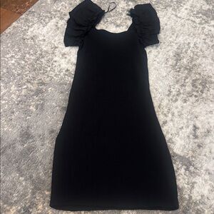 H&M Black Dress with Ruffled Sleeves